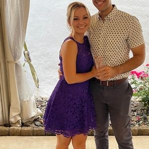 David’s Bridal short sleeveless all over lace bridesmaid dress